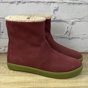 Birkenstock Lille Red Suede Fleece Lined Boots Women's EU 36 US 5 Zip Gum Winter